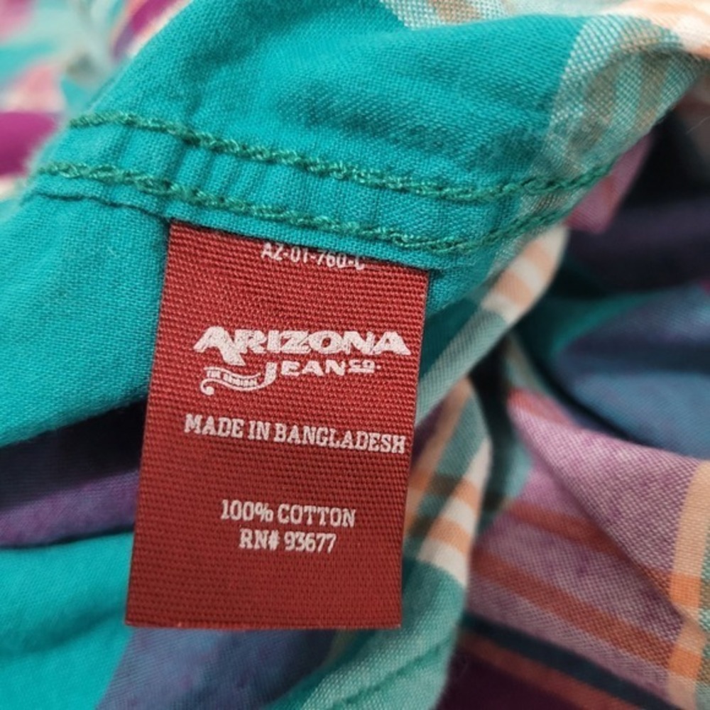 Arizona Jeans Co. Plaid Button Up Long Sleeve Casual Shirt Small Vintage Style - Picture 3 of 9